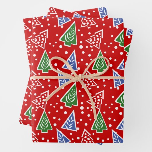 Moderne abstracte kerstbomen inpakpapier vel (In situ)