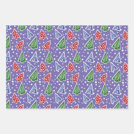 Moderne abstracte kerstbomen paarse vakantie inpakpapier vel (Voorkant 3)