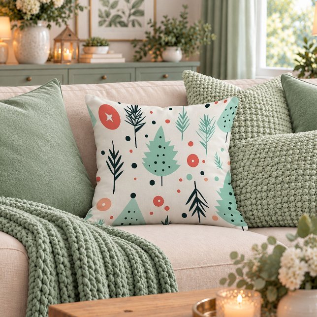 Moderne Abstracte Kerstbomen Worp Kussen Kunst (Modern Abstract Christmas Trees Throw Pillow Art)