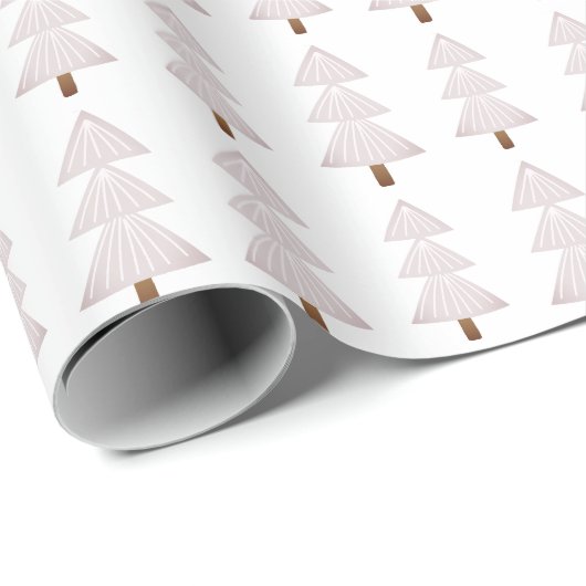 Moderne Abstracte Kerstboom Blush Pink Cadeaupapier (Rol Hoek)