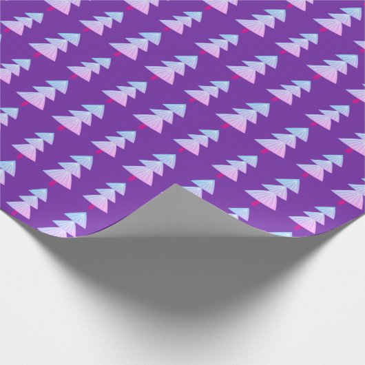 Moderne Abstracte Kerstboom Paarse Roze Cadeaupapier (Hoek)