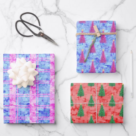 Moderne Abstracte kerstboom Patroon Waterverf Inpakpapier Vel (Voorkant)