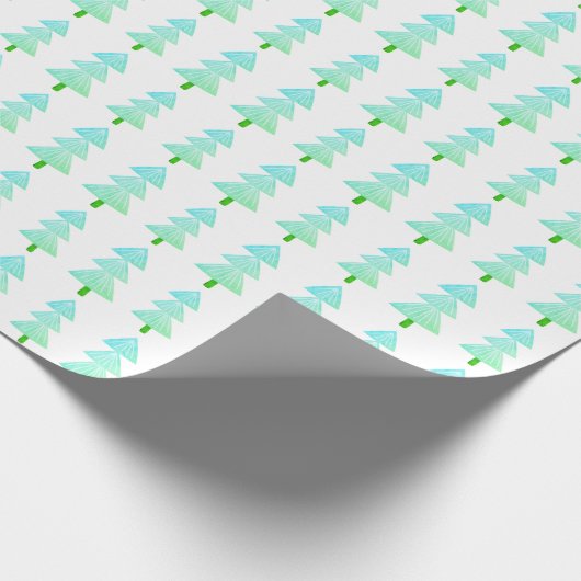 Moderne Abstracte kerstboom turquoise Cadeaupapier (Hoek)