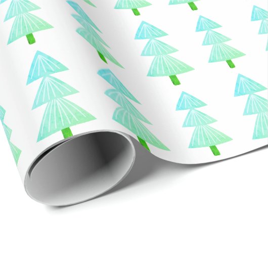 Moderne Abstracte kerstboom turquoise Cadeaupapier (Rol Hoek)