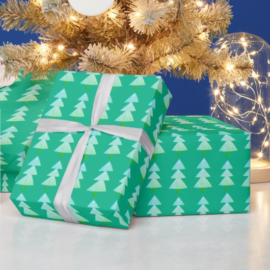 Moderne Abstracte kerstboom turquoise Cadeaupapier (Feestdagen)