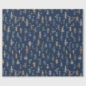 Moderne Abstracte kerstboom wintersneeuw blauw Cadeaupapier (Vlak)