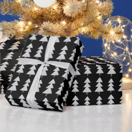 Moderne Abstracte kerstboom zwart grijs Cadeaupapier