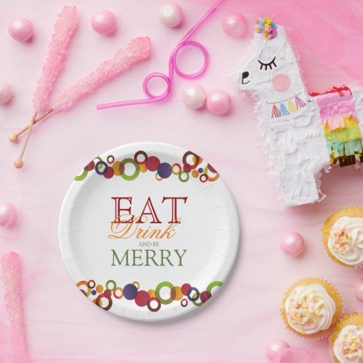 Moderne Abstracte kerstfeestkringen | FEESTDAGEN Papieren Bordje (Feest)