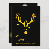 Moderne abstracte kerstkaart rendiergoud zwart (Voorkant / Achterkant)