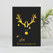 Moderne abstracte kerstkaart rendiergoud zwart (Staand voorkant)