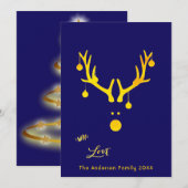 Moderne abstracte kerstkaart rendiergoudblauw (Voorkant / Achterkant)