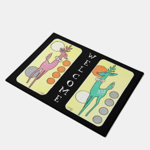 Moderne Abstracte kerstrenrenrenrenier uit de midd Deurmat