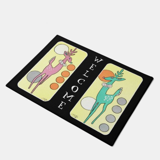 Moderne Abstracte kerstrenrenrenrenier uit de midd Deurmat (Schuin)