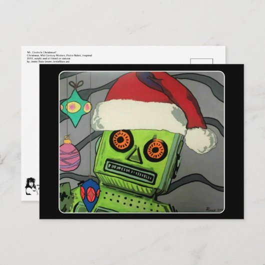 Moderne Abstracte kerstrobot uit de middeleeuwen Briefkaart (Voorkant / Achterkant)