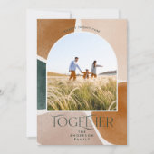 Moderne abstracte kersttypografie met 1 fotografie feestdagenkaart (Voorkant)