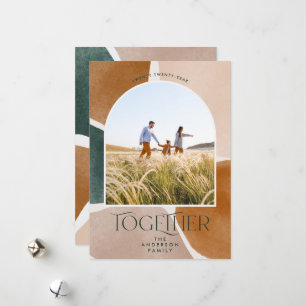 Moderne abstracte kersttypografie met 1 fotografie feestdagenkaart