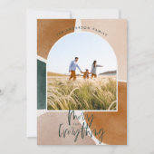 Moderne abstracte kerstvakantie met 1 fotoboog aankondiging (Voorkant)