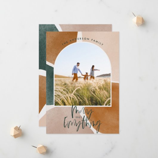 Moderne abstracte kerstvakantie met 1 fotoboog aankondiging (Voorkant / Achterkant in situ)