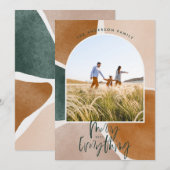 Moderne abstracte kerstvakantie met 1 fotoboog aankondiging (Voorkant / Achterkant)