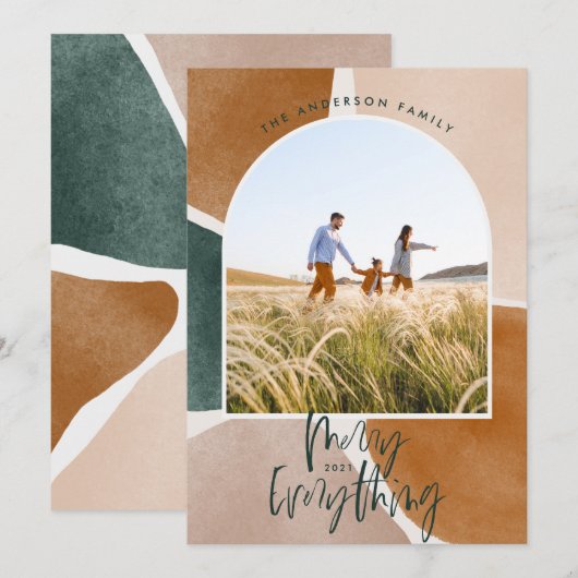 Moderne abstracte kerstvakantie met 1 fotoboog aankondiging (Voorkant / Achterkant)