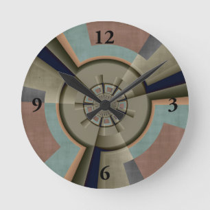 Moderne Abstracte kleur Harmony Fractal Art Graphi Ronde Klok