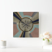 Moderne Abstracte kleur Harmony Fractal Art Graphi Vierkante Klok (Huis)