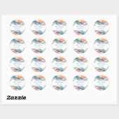 Moderne Abstracte Kleur Wave Blauw Wit Bruiloft Ronde Sticker (Vel)