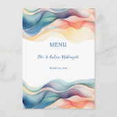 Moderne Abstracte Kleur Wave Blauwe Bruiloft Menu (Voorkant)