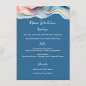 Moderne Abstracte Kleur Wave Blauwe Bruiloft Menu (Achterkant)
