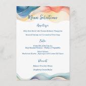 Moderne Abstracte Kleur Wave Blauwe Bruiloft Menu (Achterkant)