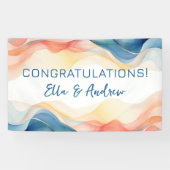 Moderne Abstracte Kleur Wave Bruiloft Gefeliciteer Spandoek (Horizontaal)