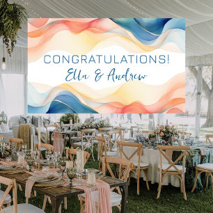 Moderne Abstracte Kleur Wave Bruiloft Gefeliciteer Spandoek
