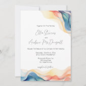 Moderne Abstracte Kleur Wave Bruiloft Kaart (Voorkant)