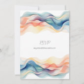 Moderne Abstracte Kleur Wave Bruiloft Kaart (Achterkant)