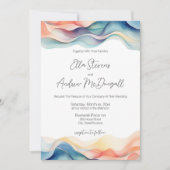 Moderne Abstracte Kleur Wave Bruiloft Kaart (Voorkant)