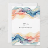 Moderne Abstracte Kleur Wave Bruiloft Kaart (Achterkant)