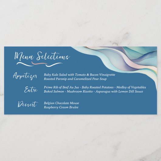 Moderne Abstracte Kleur Wave Bruiloft Menu (Achterkant)