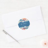 Moderne Abstracte Kleur Wave Bruiloft Ronde Sticker (Envelop)