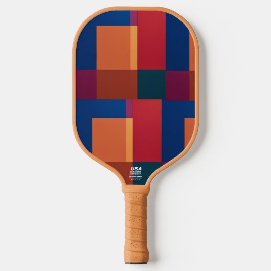 Moderne Abstracte Kleurblok Vierkanten Pickleball Paddle (Voorkant)