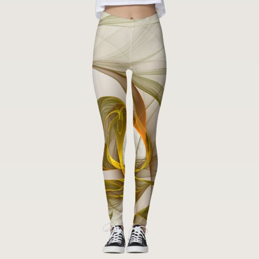 Moderne Abstracte Kleuren van Edele Metalen Fracta Leggings (Voorkant)