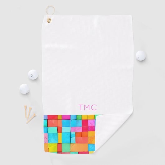 Moderne Abstracte kleuren Waterverven Initialen Golfhanddoek (Insitu)