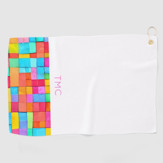 Moderne Abstracte kleuren Waterverven Initialen Golfhanddoek (Horizontaal)