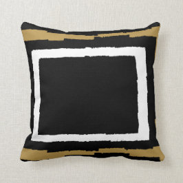 Moderne Abstracte kleurenblok, zwart-wit met Gold Kussen