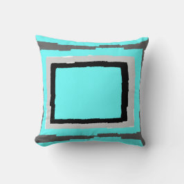 Moderne Abstracte kleurenblokken, Aqua Black Grays Kussen