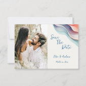 Moderne Abstracte Kleurgolf, Foto Save The Date (Voorkant)