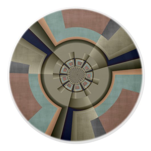 Moderne Abstracte Kleurharmonie Fractale Kunst Gra Keramische Knop (Voorkant)