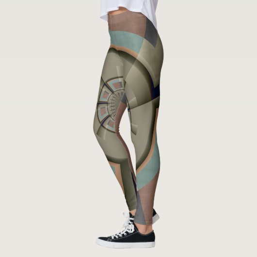 Moderne Abstracte Kleurharmonie Fractale Kunst Gra Leggings (Links)
