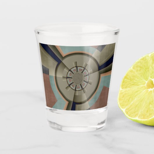Moderne Abstracte Kleurharmonie Fractale Kunst Gra Shot Glas (Voorkant)