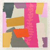 Moderne Abstracte kleurloze kleurenblokken Glazen Onderzetter (Voorkant)