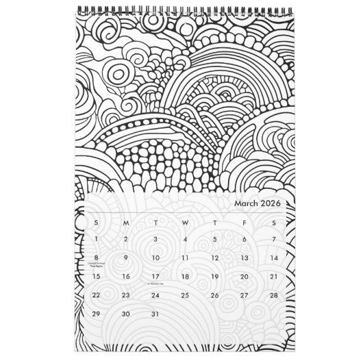 Moderne Abstracte kleurpatronen - Zwart Wit Kalender (Mar 2026)